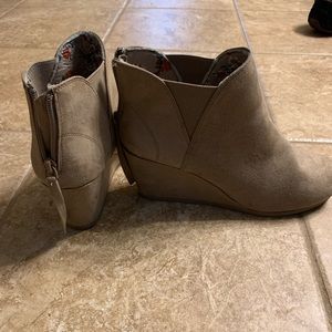 Taupe wedge ankle booties